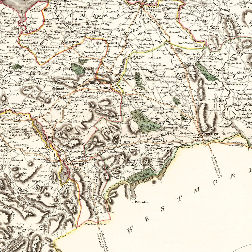 Vintage Map of Cumberland County England, 1801