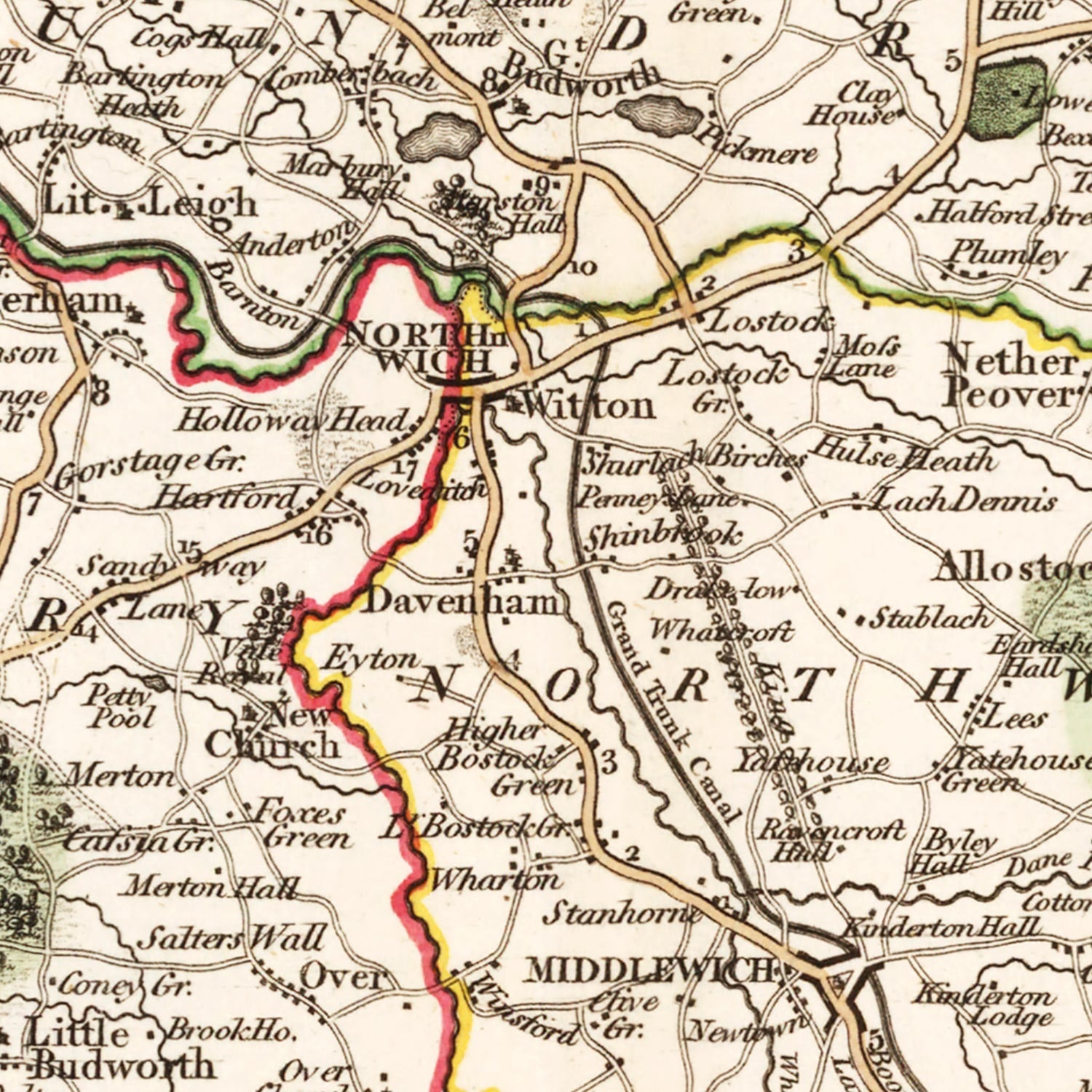 Vintage Map of Cheshire County England, 1808