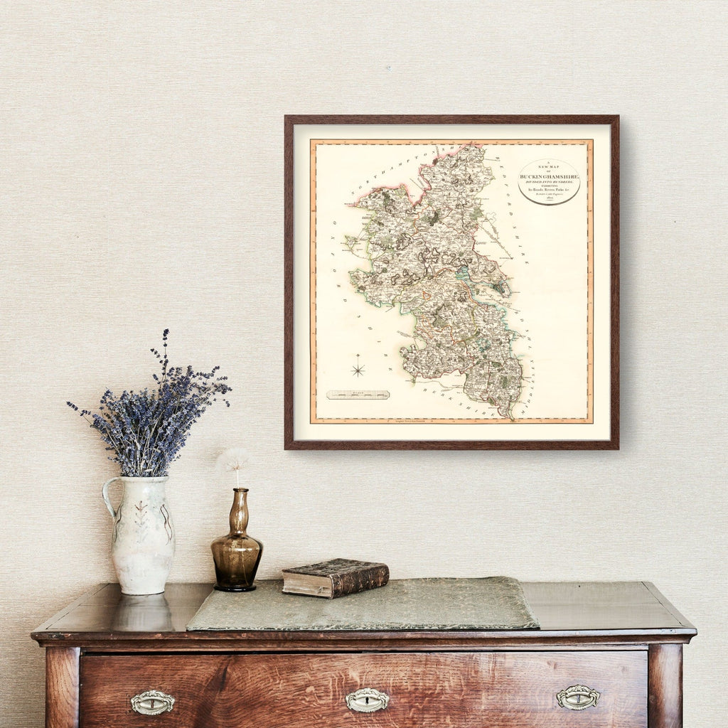 Vintage Map of Buckinghamshire County England, 1801