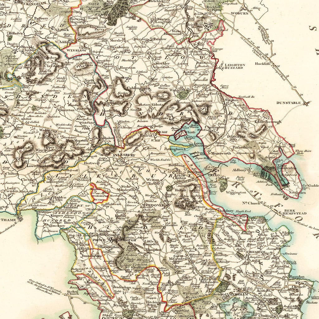 Vintage Map of Buckinghamshire County England, 1801