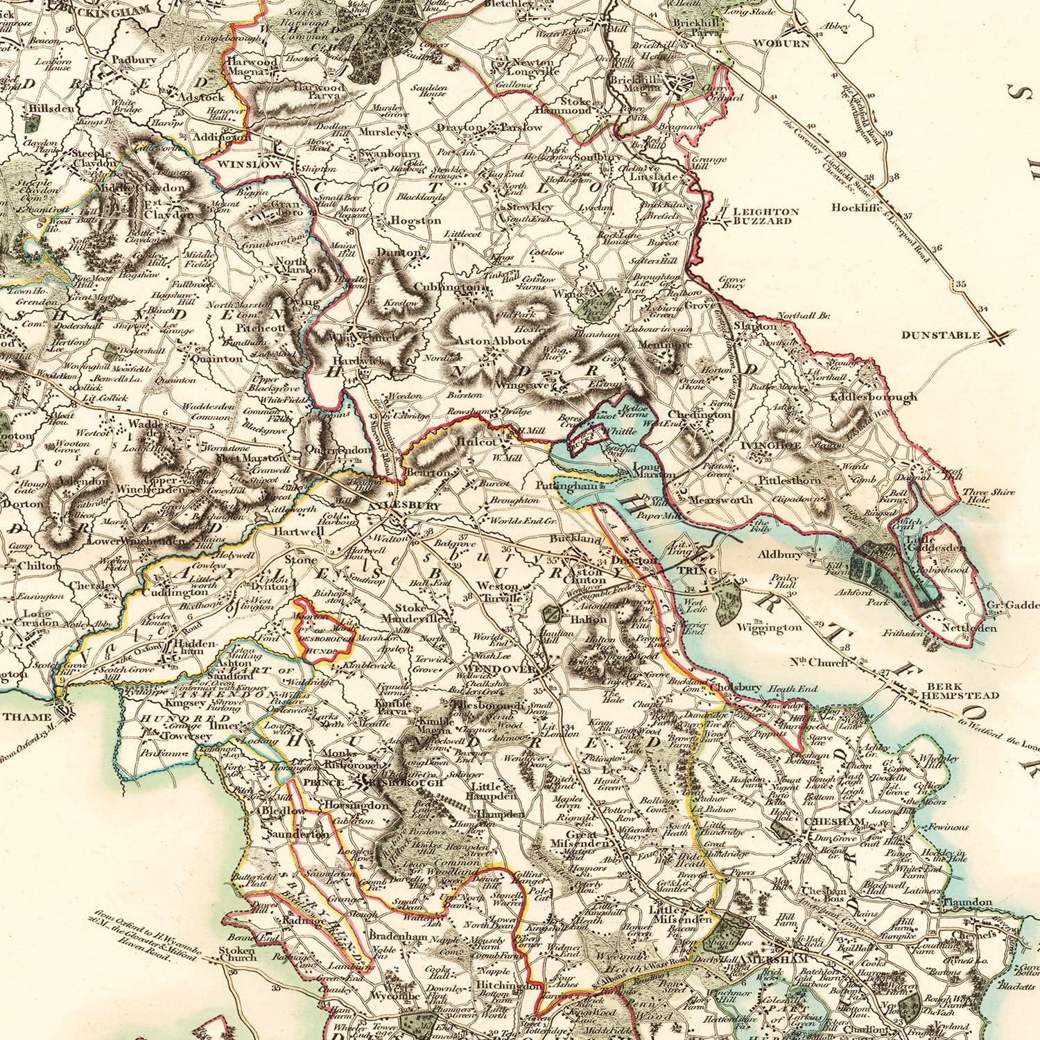 Vintage Map of Buckinghamshire County England, 1801