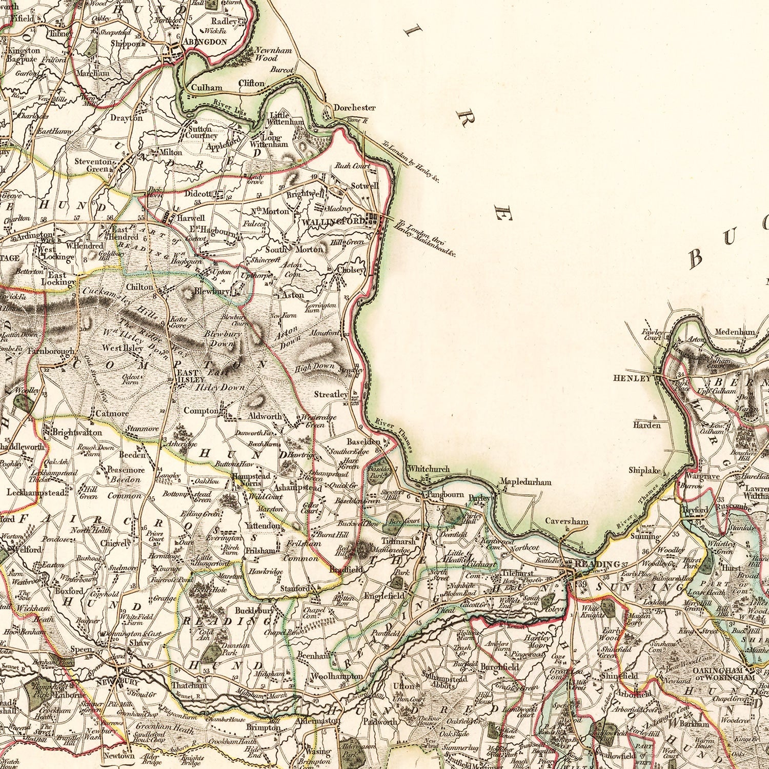 Vintage Map of Berkshire County England, 1801