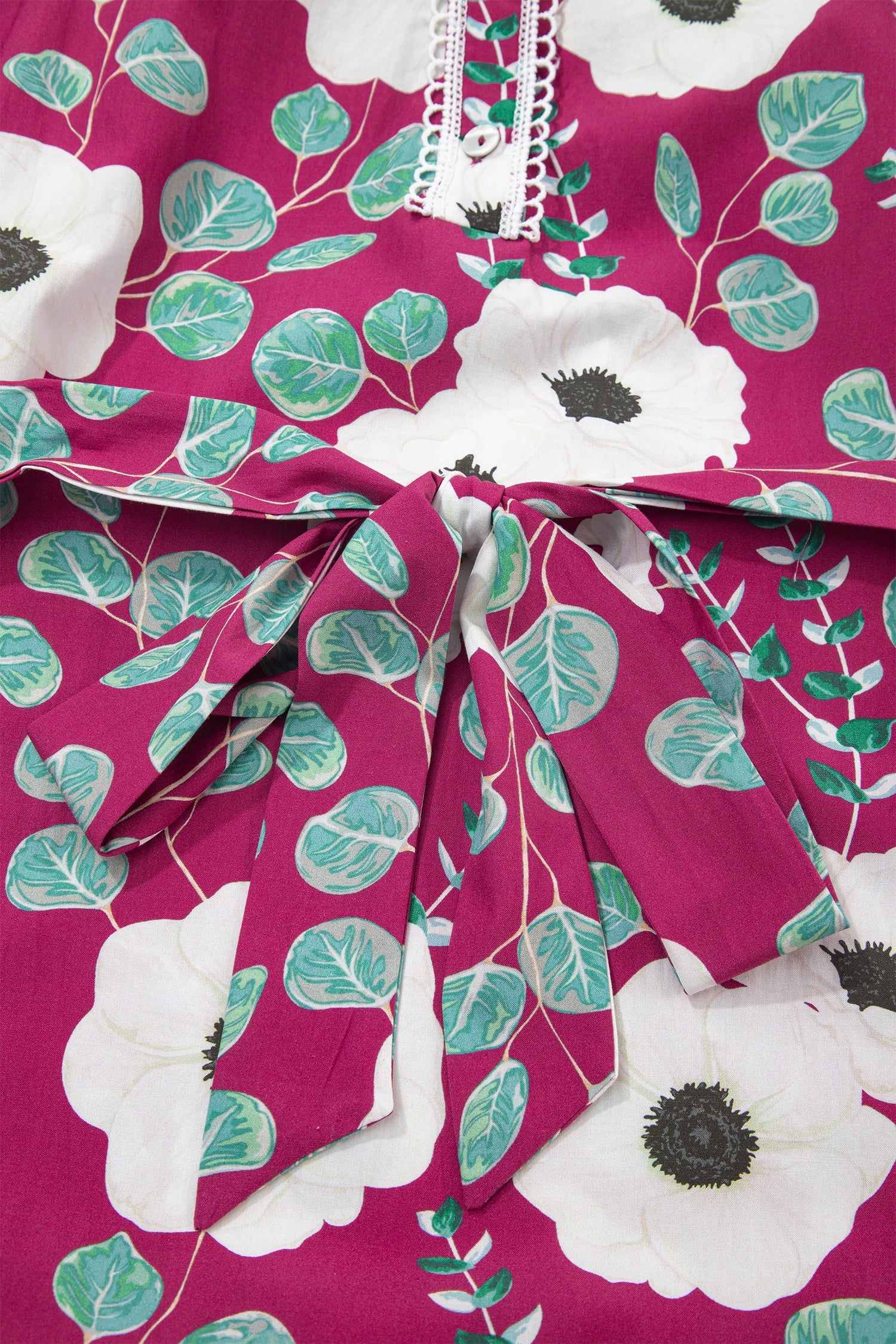 Floral Short Puff Sleeve Belted Mini Dress