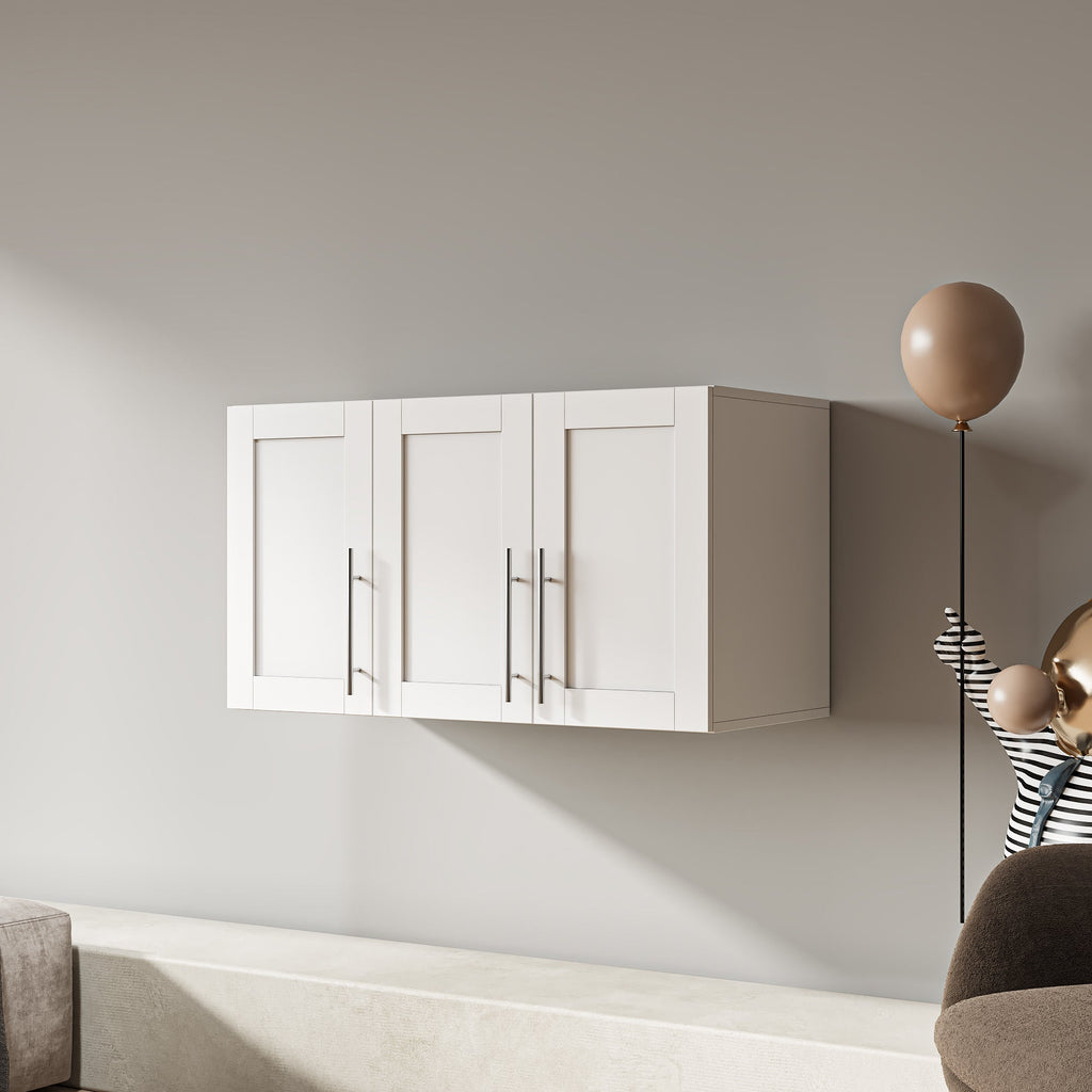 Stackable Wall Mounted Storage Cabinet, 15.75 'D x 35.43' W x 19.69 'H, White