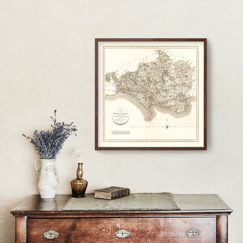 Vintage Map of Dorsetshire County England, 1806