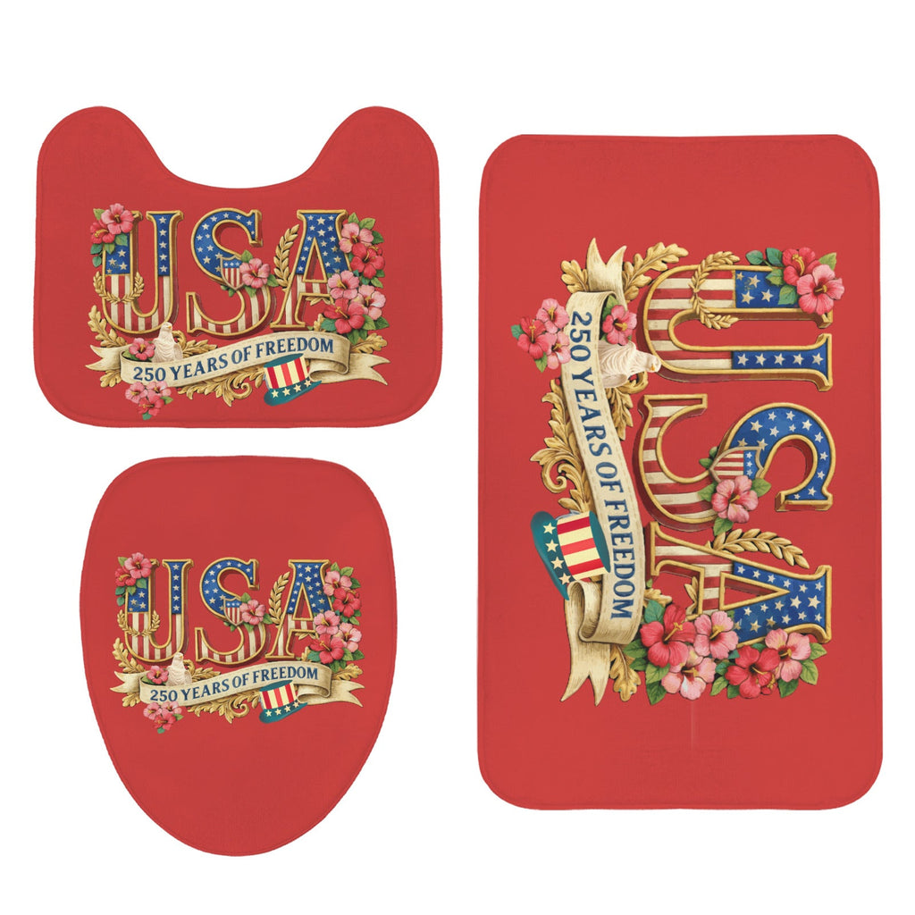 Patriotic USA 250 Years of Freedom 3-Piece Bathroom Rug Set | Ships from USA