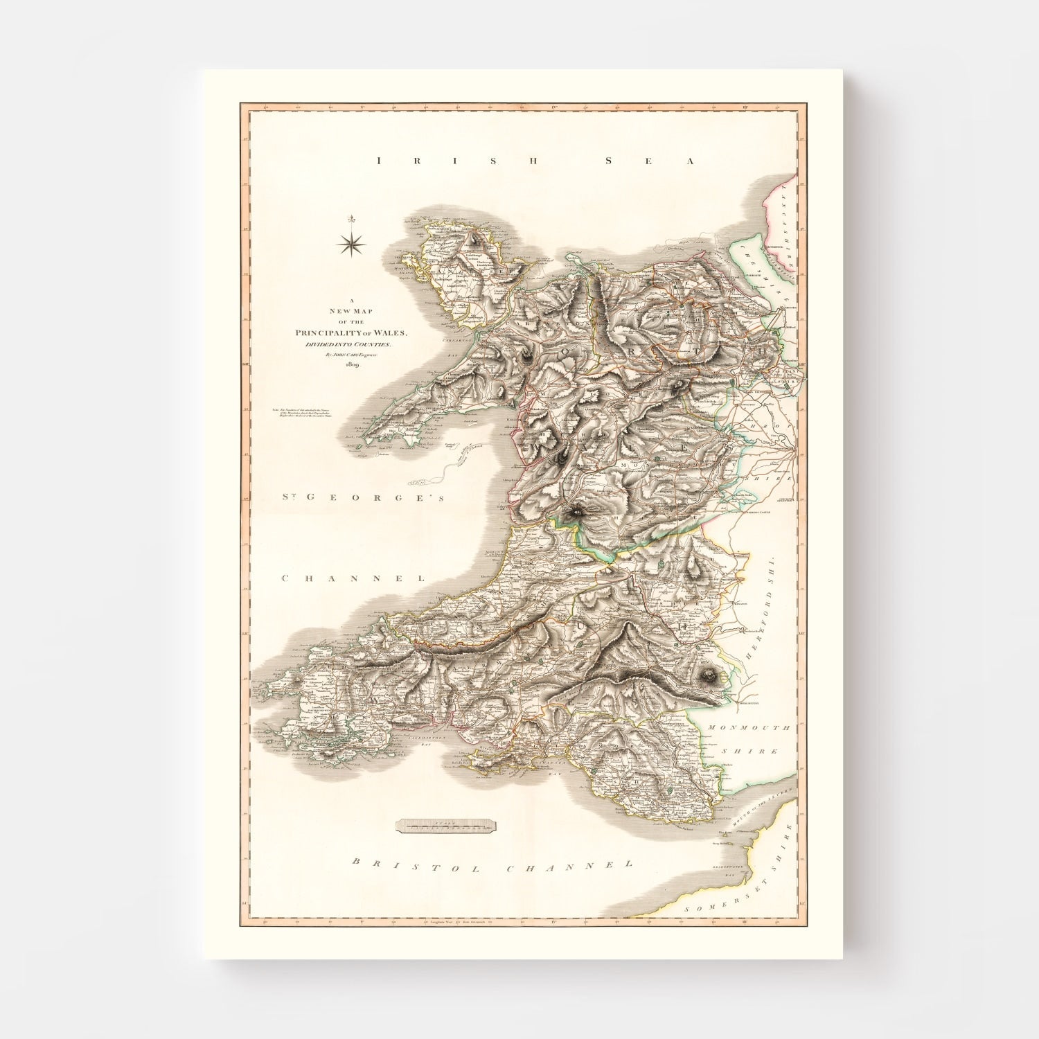 Vintage Map of Wales 1809