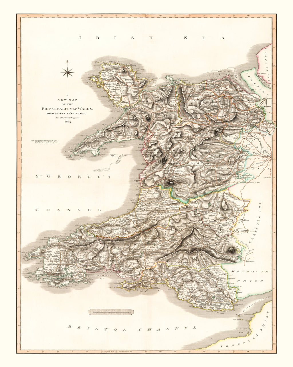 Vintage Map of Wales 1809