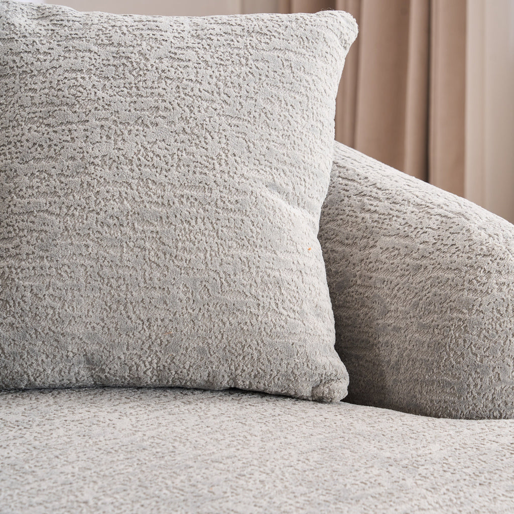 Boneless L-Shape Sectional Sofa with Curved Chaise,Grey Modular Chenille Compression Couch,30D High-Density Foam,Minimalist Modular Couches Sleeper for Living Room Bedroom Apartment Lounge.