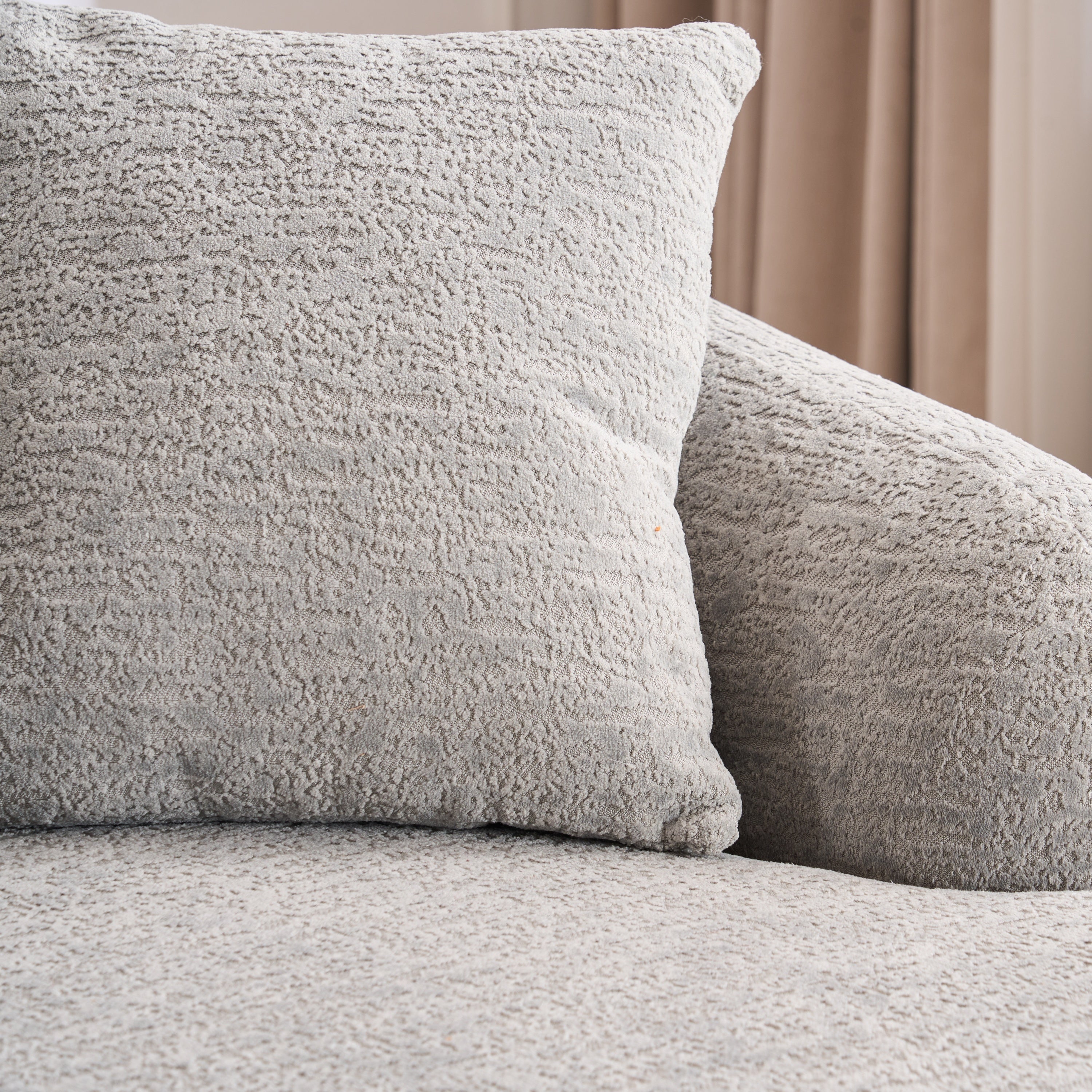 Boneless L-Shape Sectional Sofa with Curved Chaise,Grey Modular Chenille Compression Couch,30D High-Density Foam,Minimalist Modular Couches Sleeper for Living Room Bedroom Apartment Lounge.