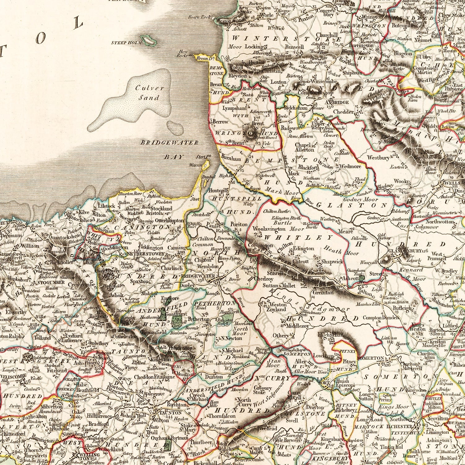 Vintage Map of Somersetshire County England, 1805