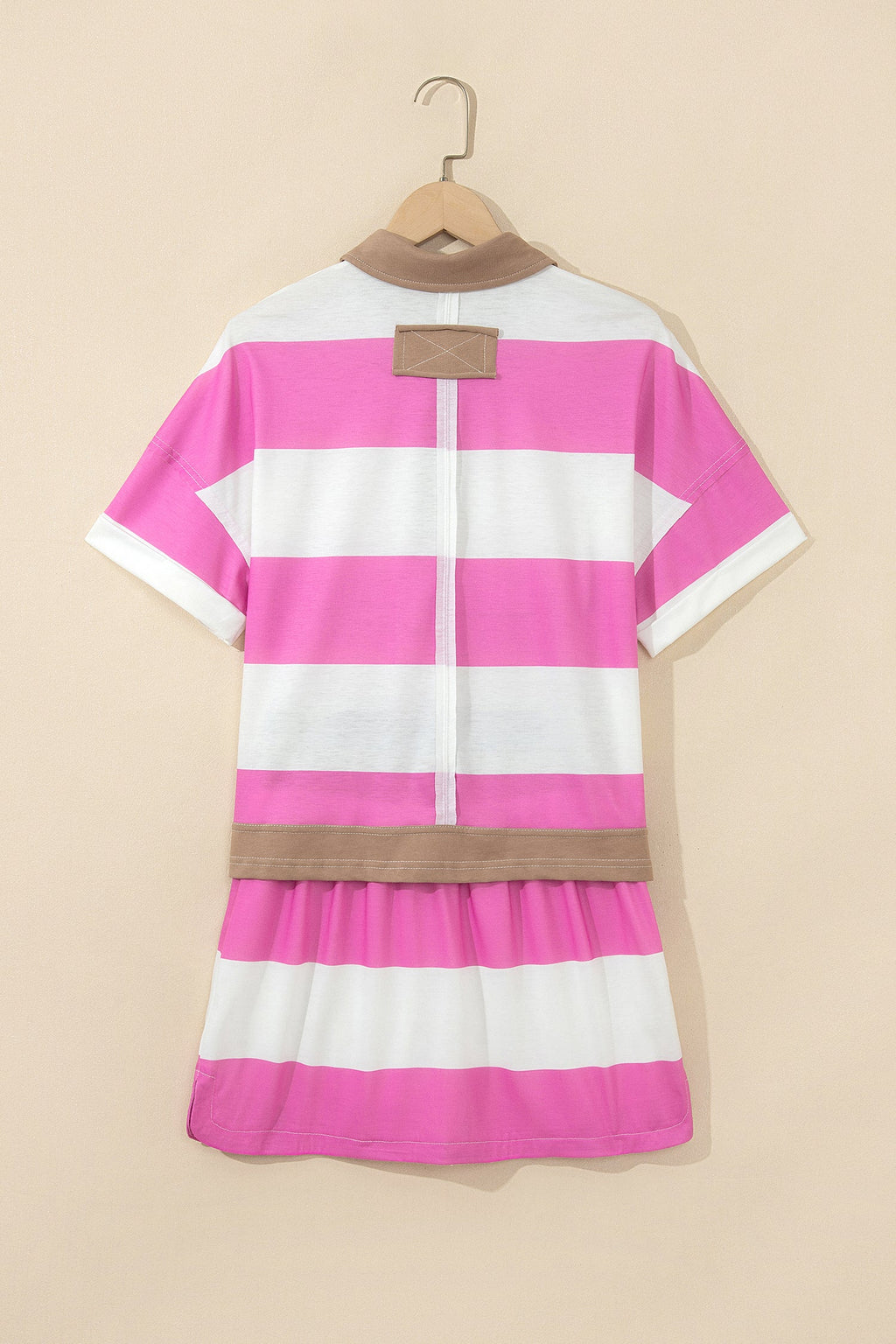 Stripe Raw Edge Polo Tee & Mini Skort Set