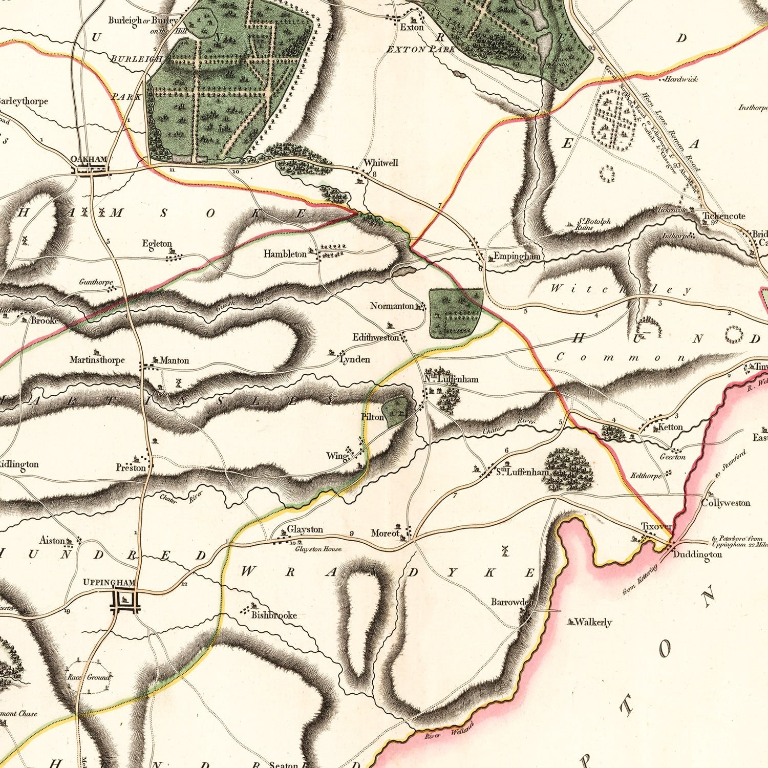Vintage Map of Rutlandshire County England, 1801
