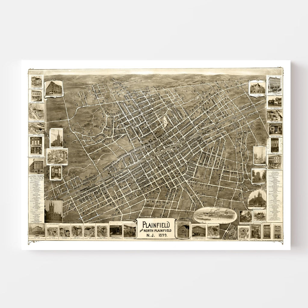 Vintage Map of Plainfield, New Jersey 1899