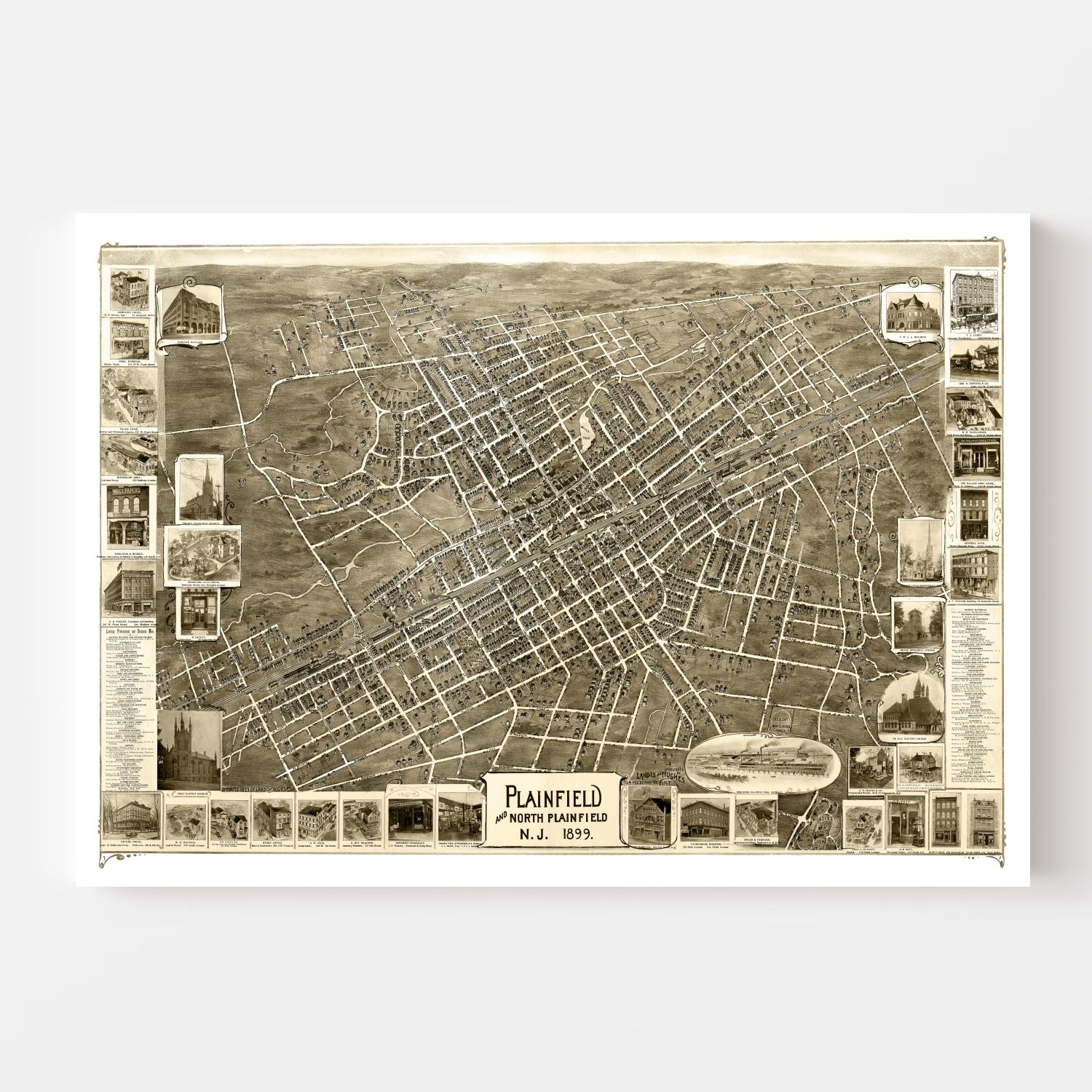 Vintage Map of Plainfield, New Jersey 1899