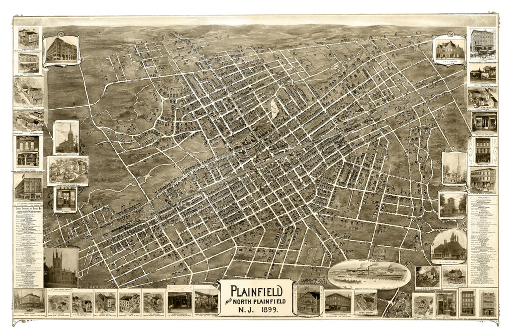 Vintage Map of Plainfield, New Jersey 1899