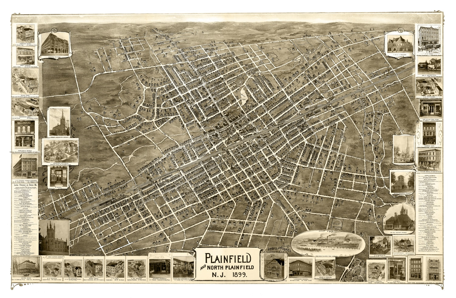 Vintage Map of Plainfield, New Jersey 1899