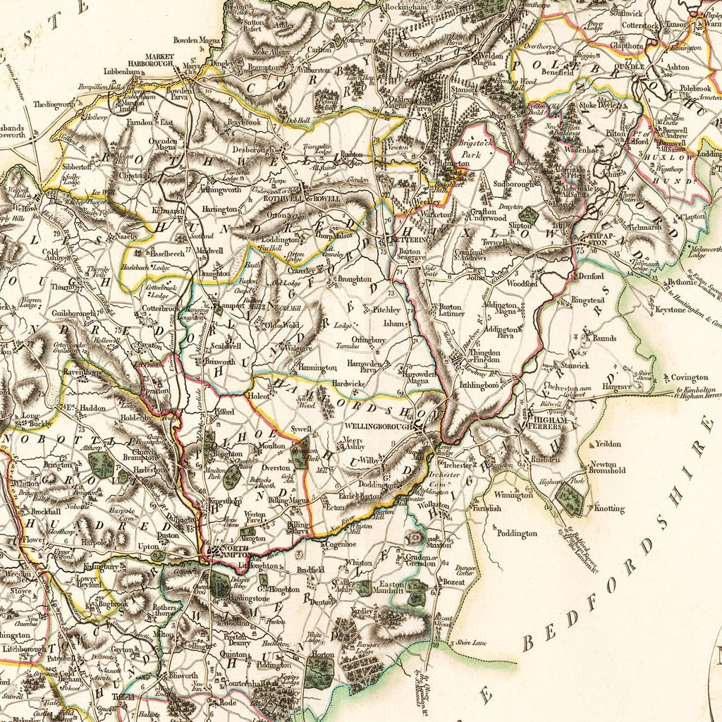 Vintage Map of Northamptonshire County England, 1801