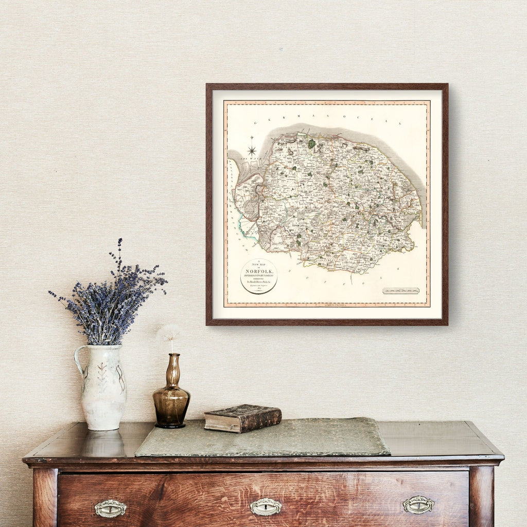 Vintage Map of Norfolk County England, 1807