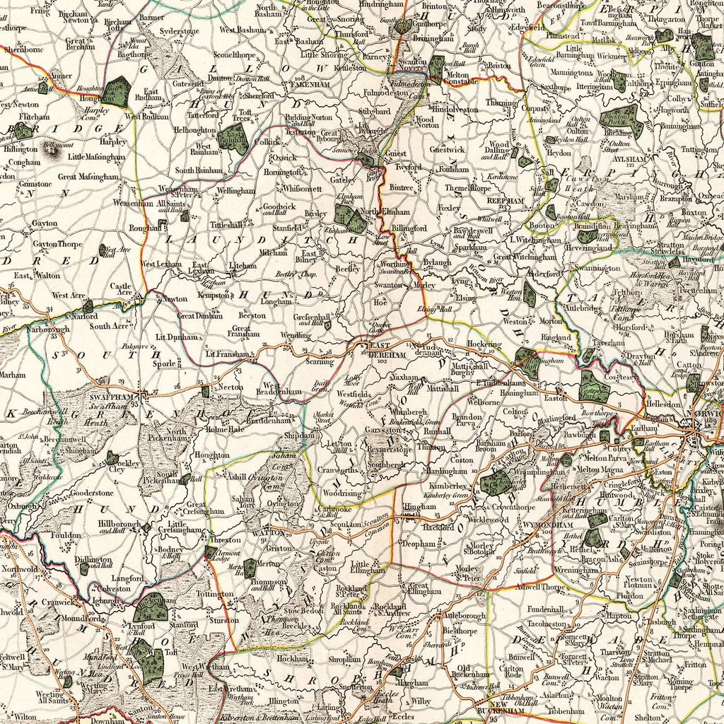 Vintage Map of Norfolk County England, 1807