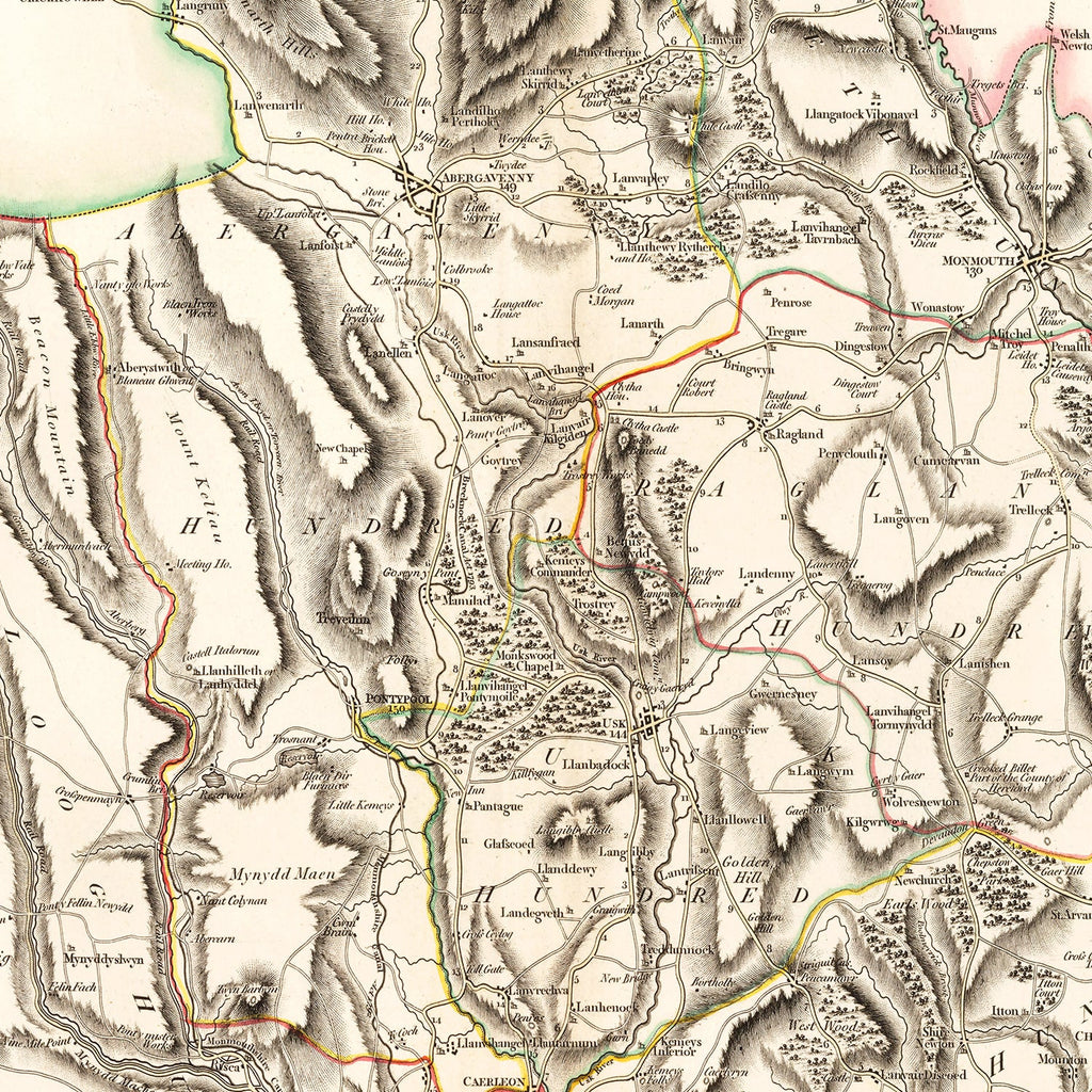 Vintage Map of Monmouthshire County England, 1809