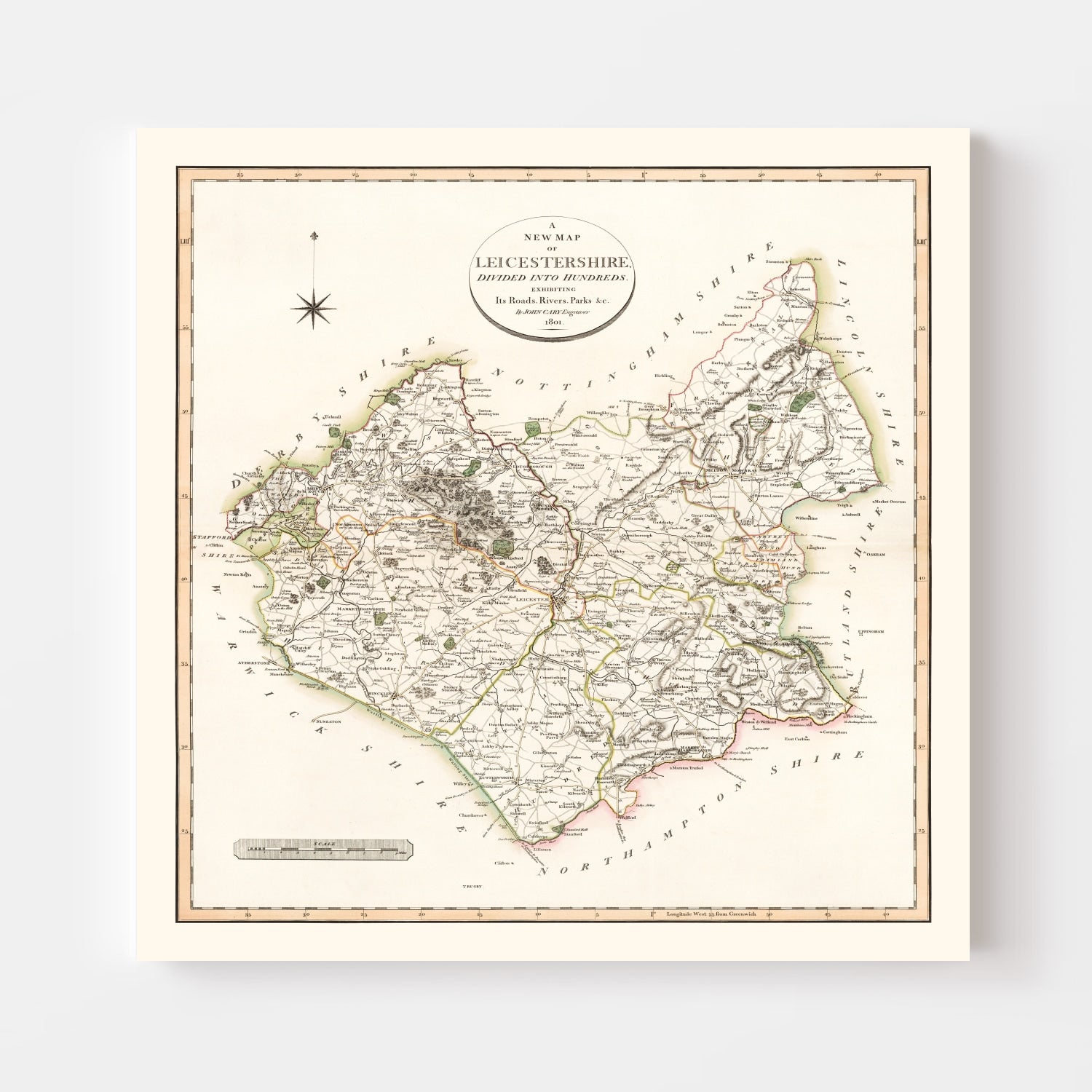 Vintage Map of Lancashire County England, 1806