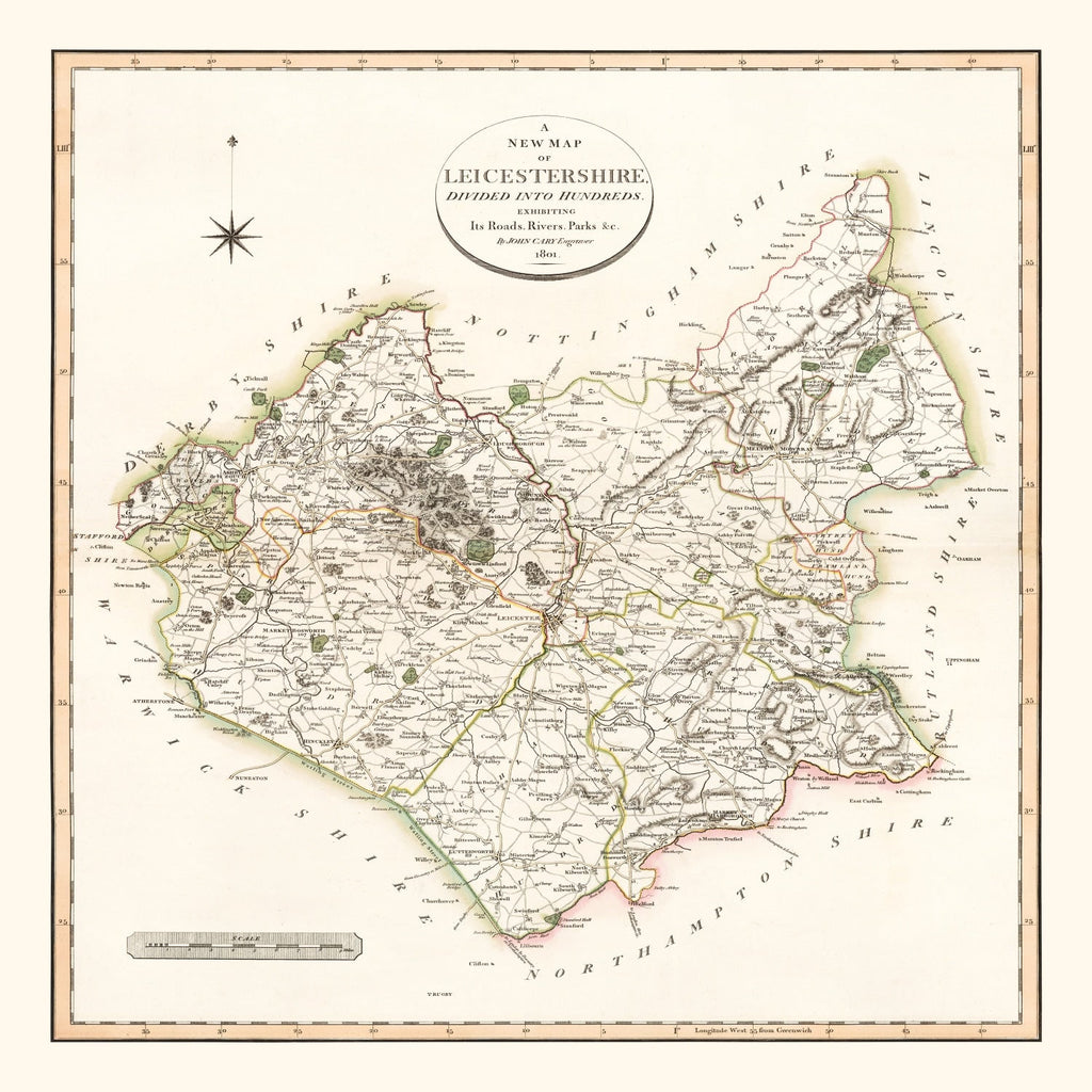 Vintage Map of Lancashire County England, 1806