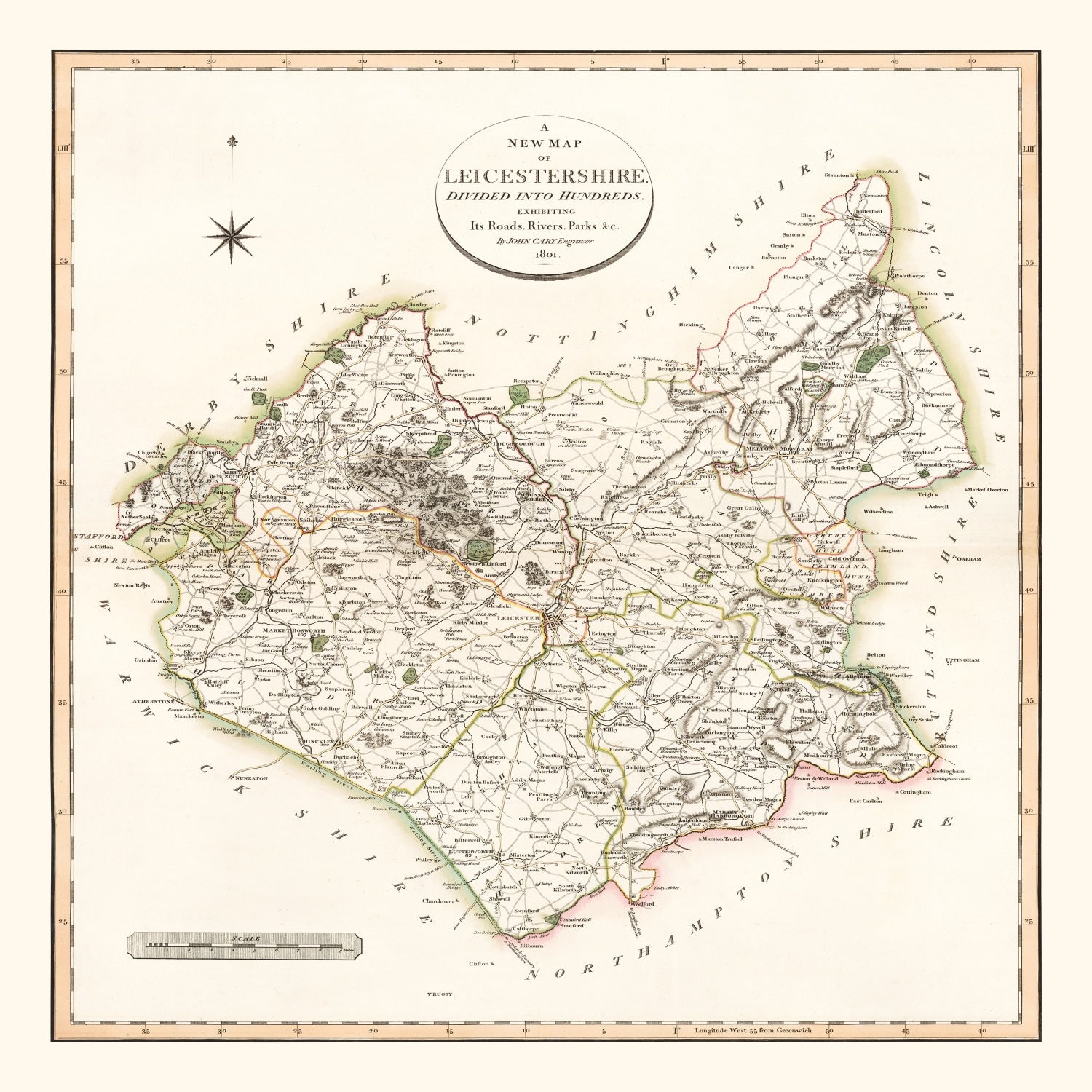 Vintage Map of Lancashire County England, 1806