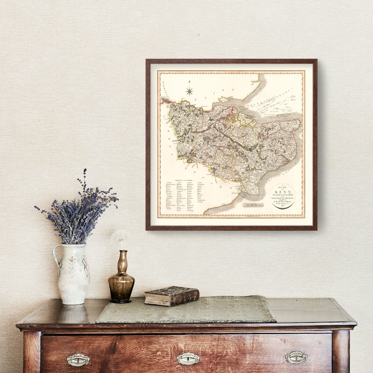 Vintage Map of Kent County England, 1806