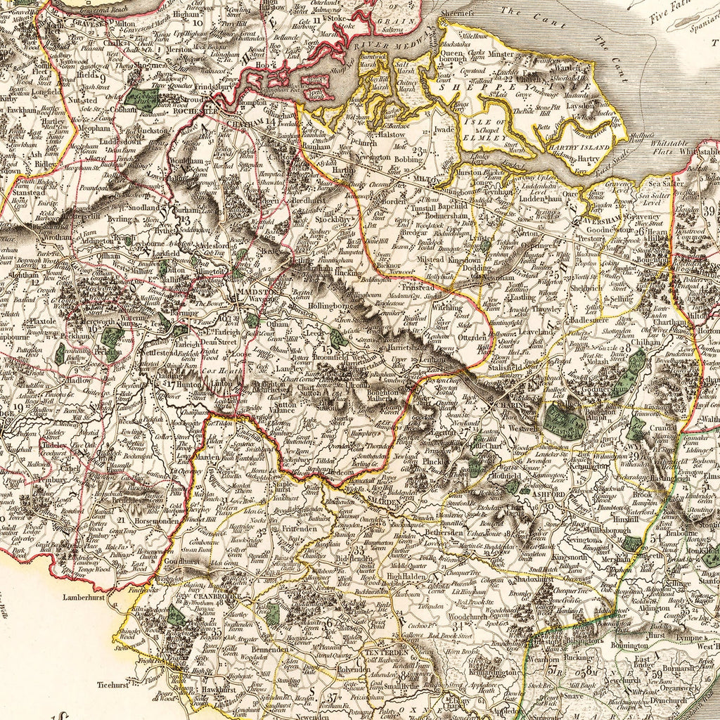 Vintage Map of Kent County England, 1806