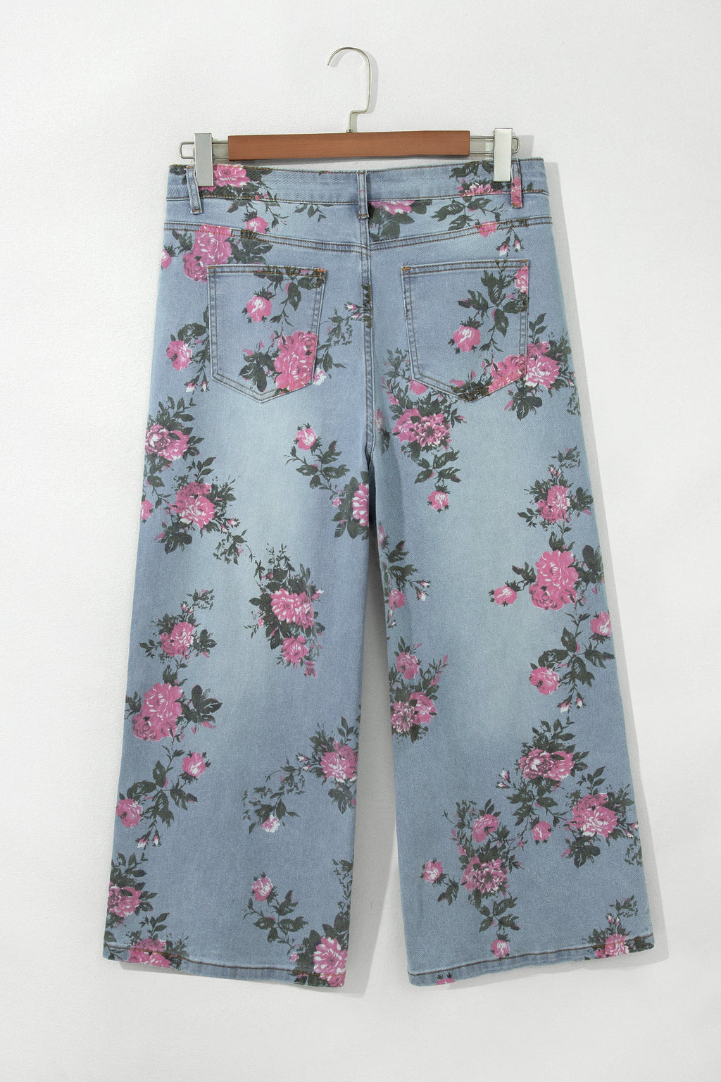 Plus Size Floral Ankle Length Loose Jeans