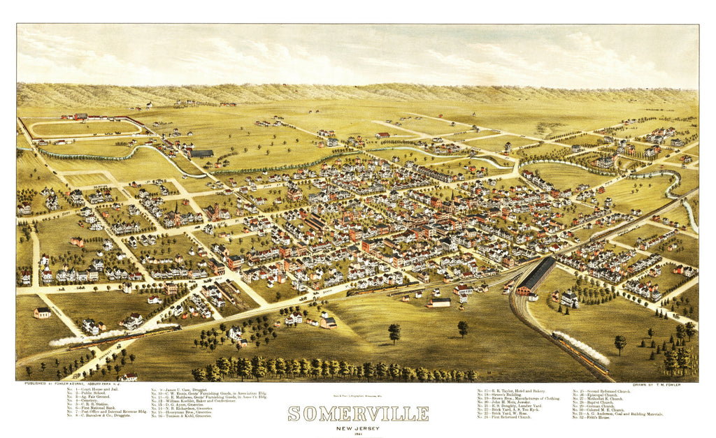 Vintage Map of Somerville, New Jersey 1882