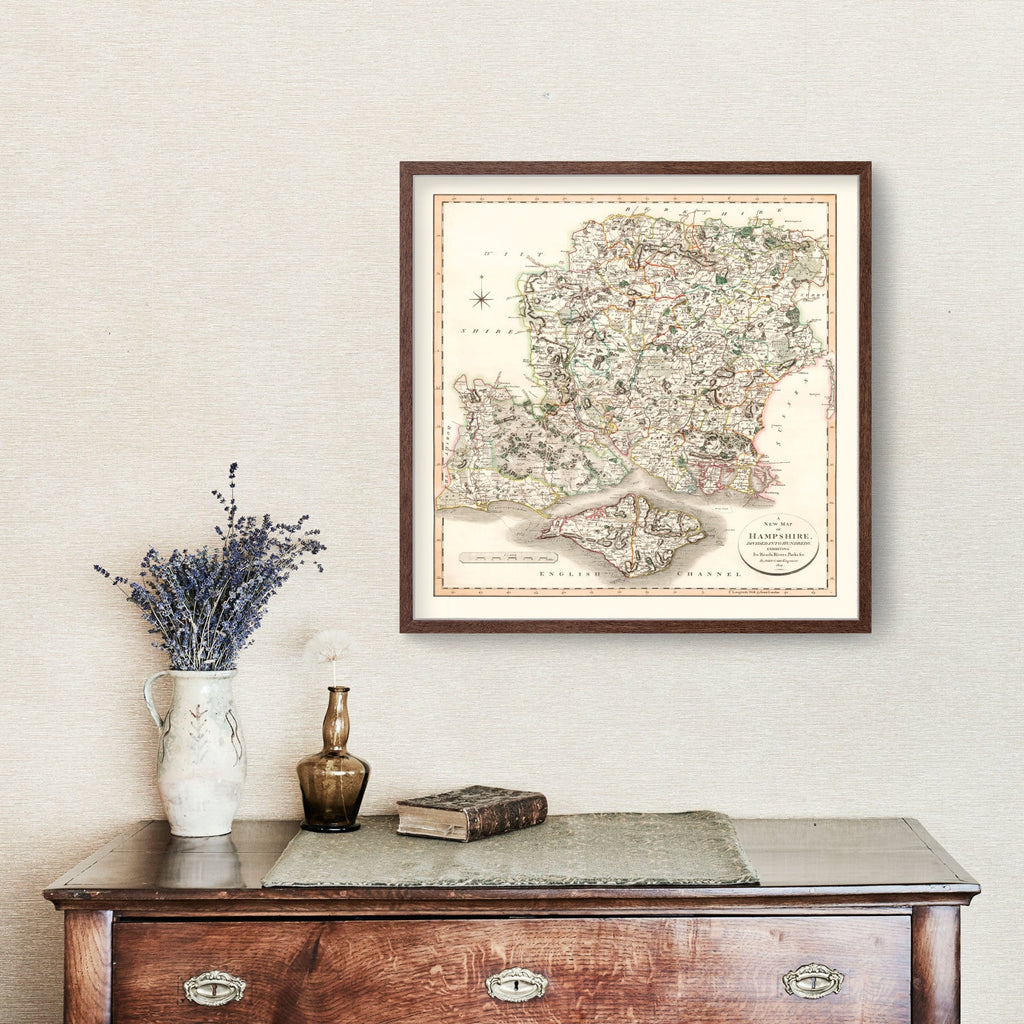 Vintage Map of Hampshire County England, 1801