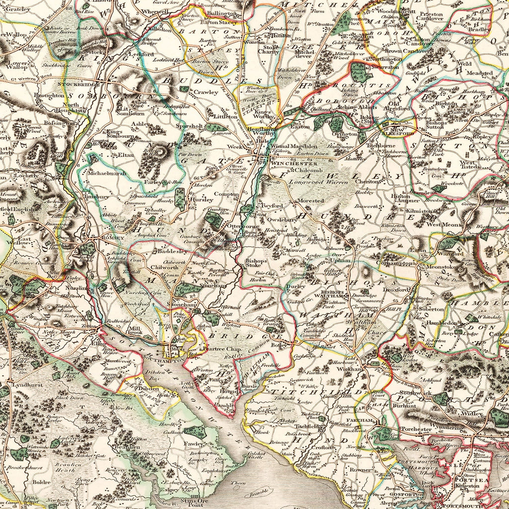 Vintage Map of Hampshire County England, 1801