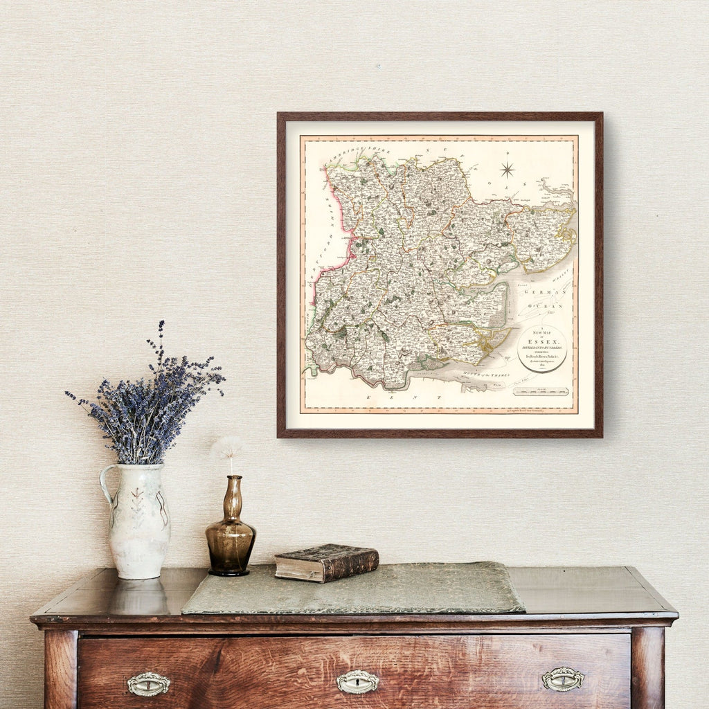 Vintage Map of Essex County England, 1801