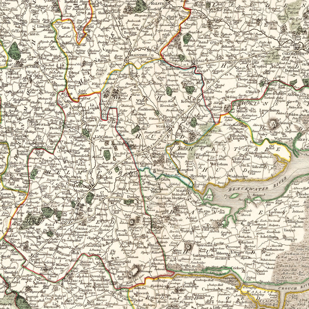Vintage Map of Essex County England, 1801