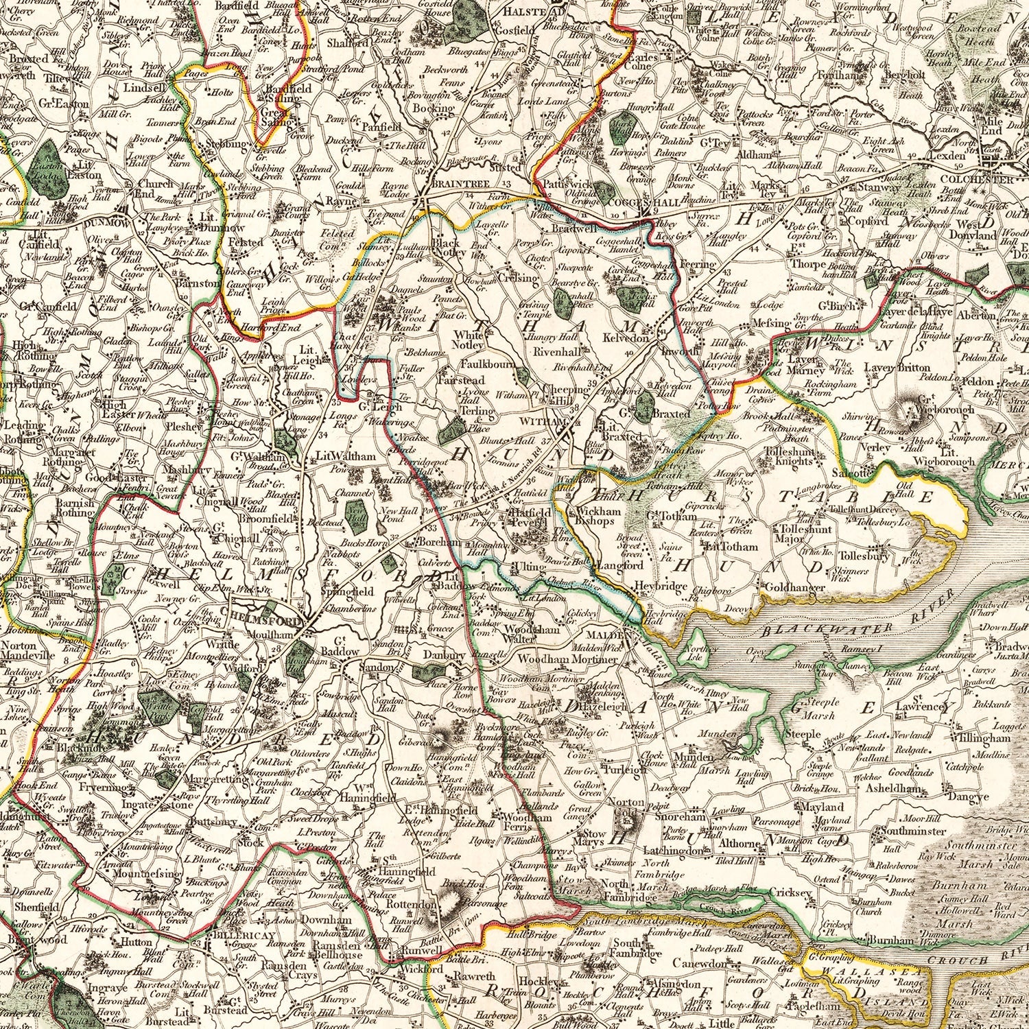 Vintage Map of Essex County England, 1801