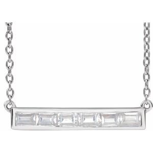 14K White Gold 3/8 CTW Lab-Grown Diamond Bar 16-18" Necklace
