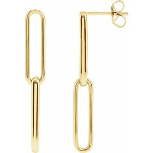 14K Yellow Gold Paperclip-Style Earrings