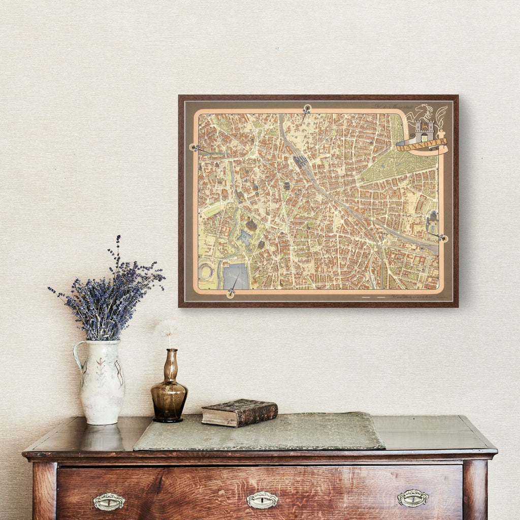 Vintage Map of Hanover, Germany 1955