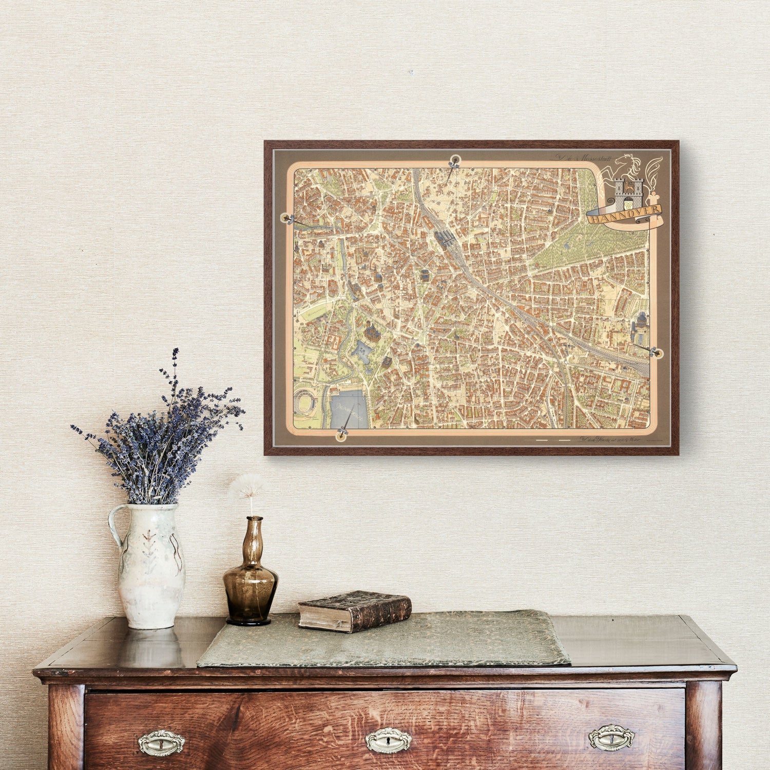 Vintage Map of Hanover, Germany 1955
