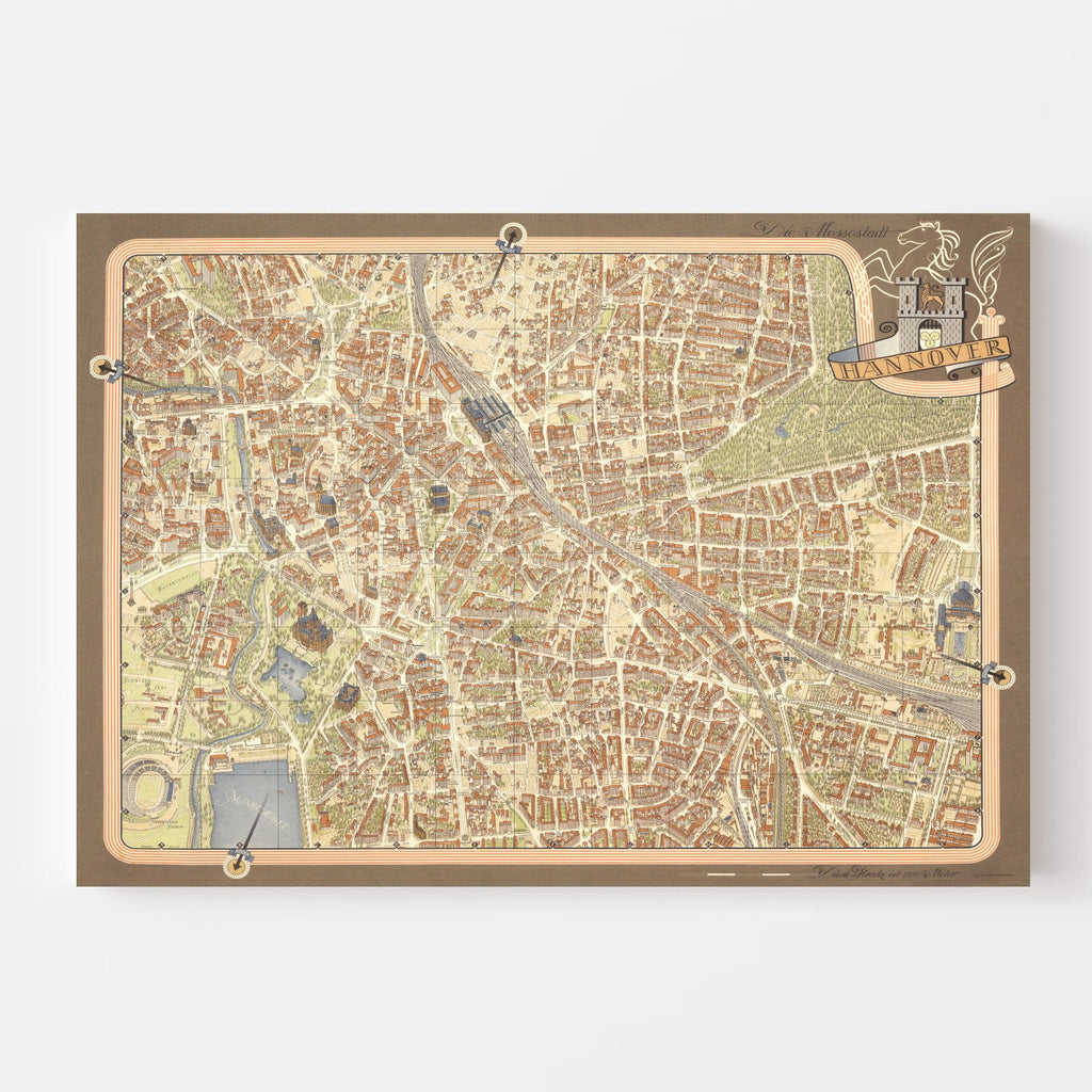 Vintage Map of Hanover, Germany 1955