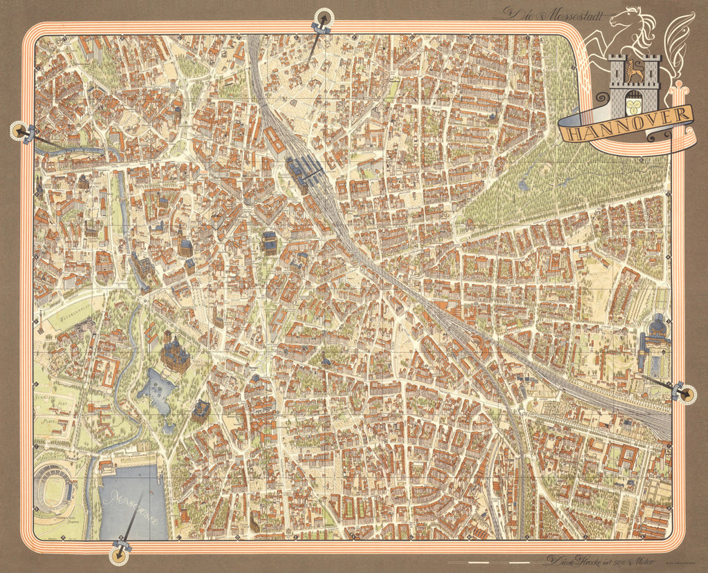 Vintage Map of Hanover, Germany 1955