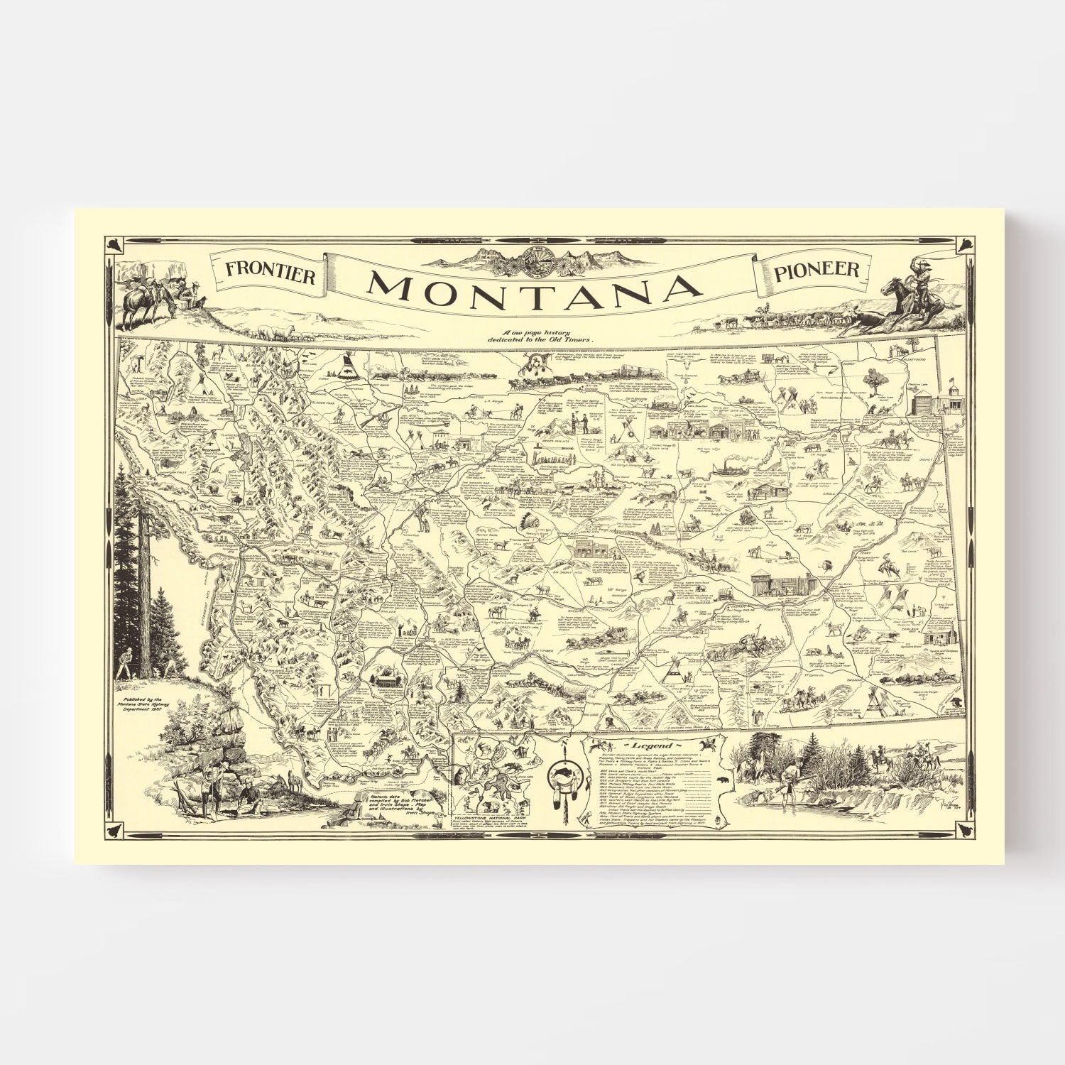 Vintage Map of Montana 1937