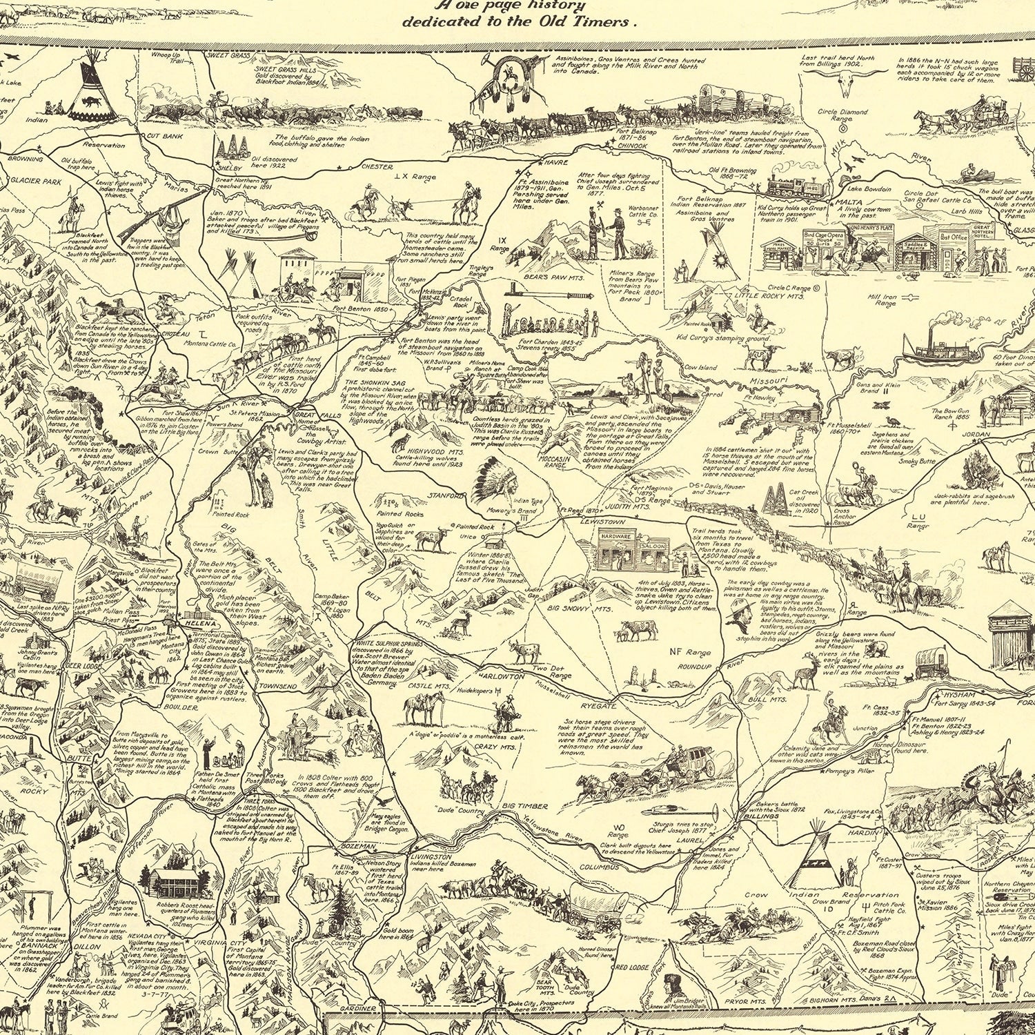 Vintage Map of Montana 1937