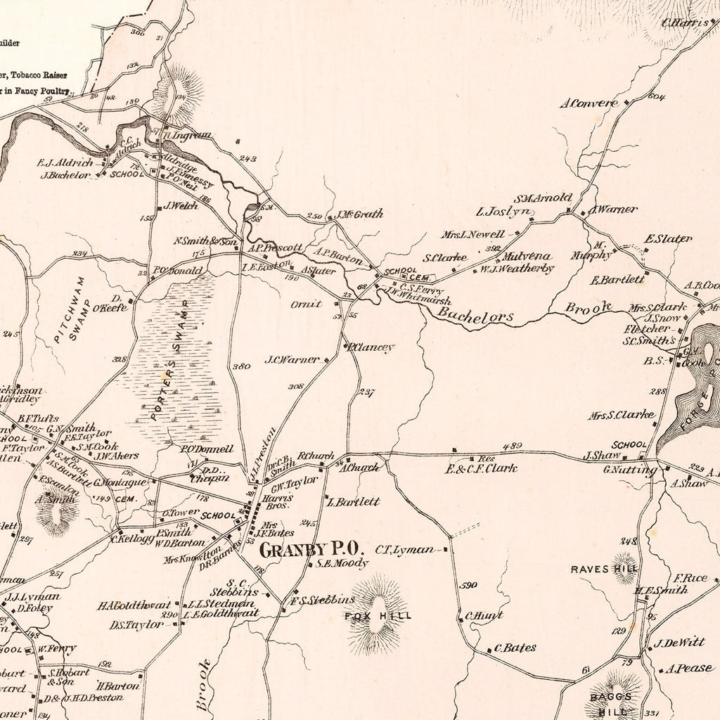 Vintage Map of Granby, Massachusetts 1873
