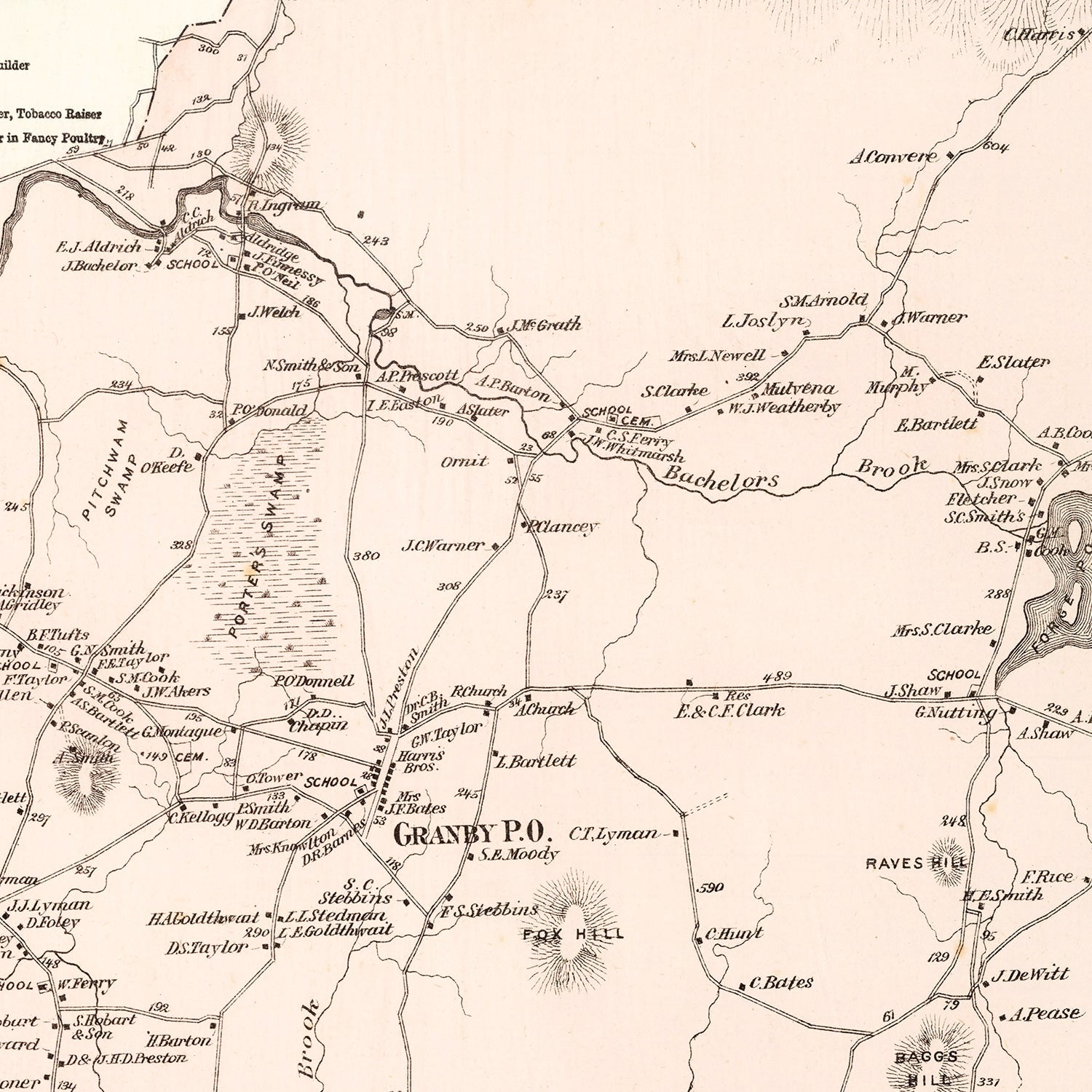 Vintage Map of Granby, Massachusetts 1873