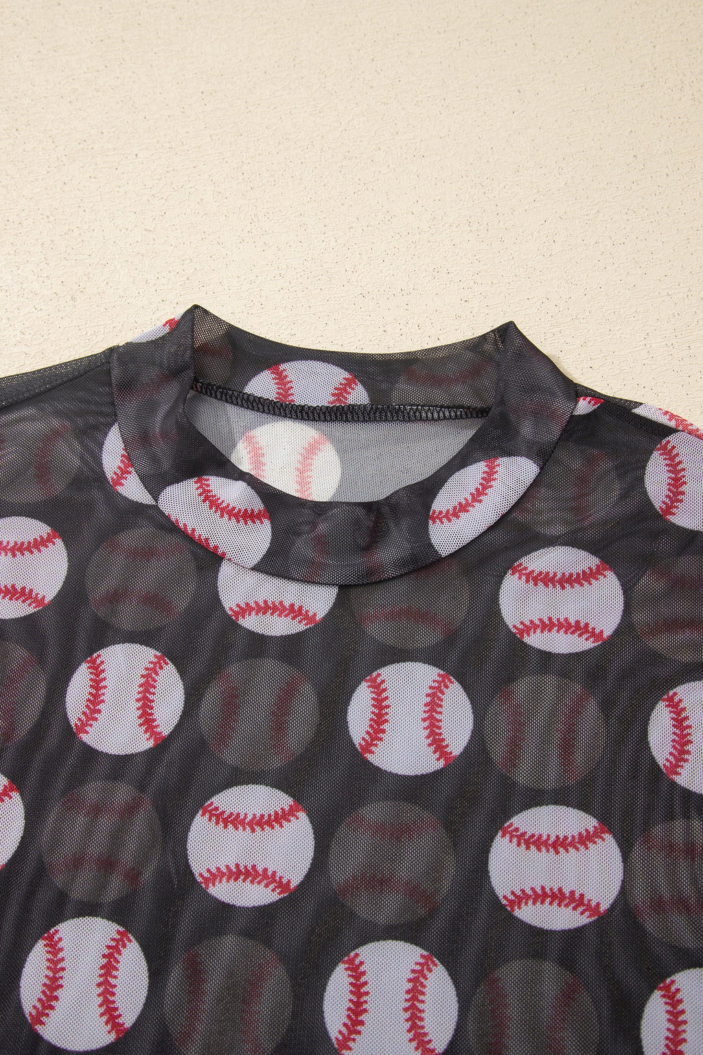 Game Day Baseball Sheer Mesh Long Sleeve Top