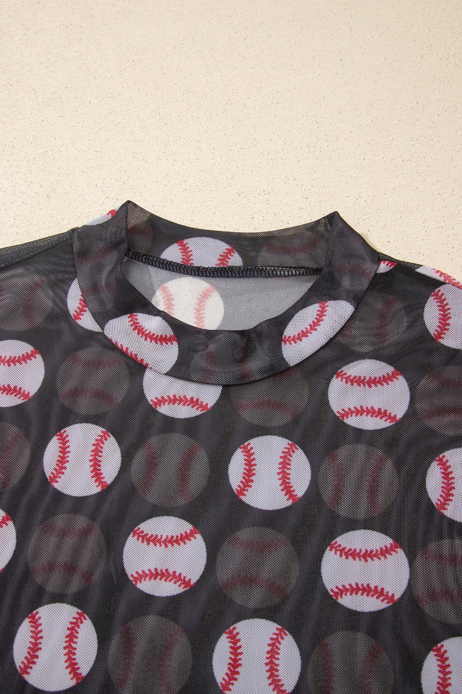 Game Day Baseball Sheer Mesh Long Sleeve Top