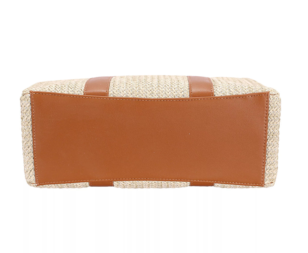 David Jones Square Woven Tote Handbag Boho Chic Accessory